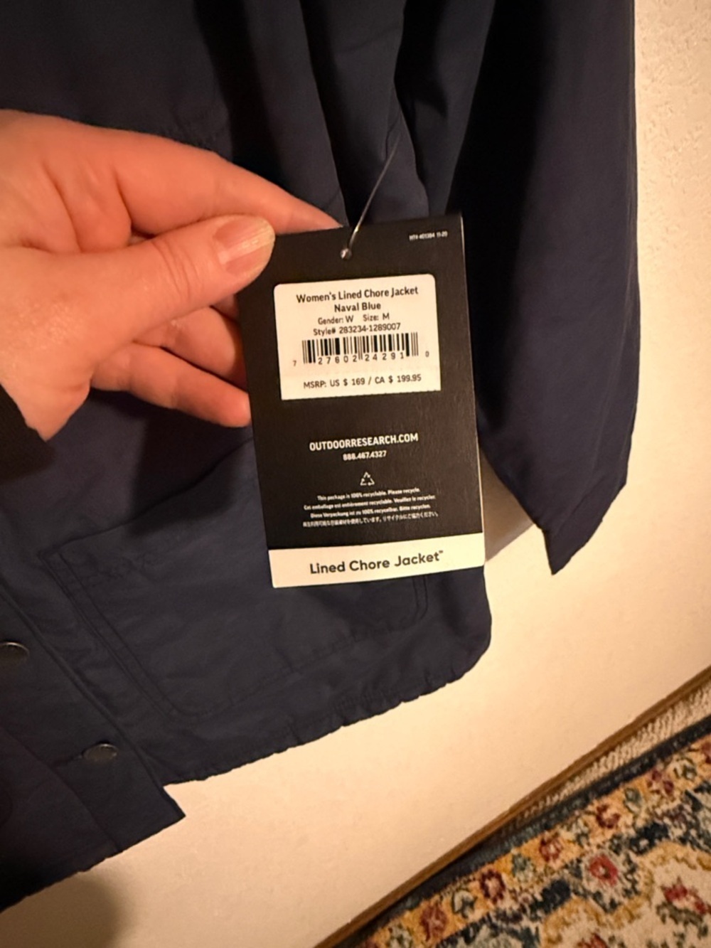 Outdoor Research Naval Blue Lined Chore Coat Water Resistant Size Medium NWT - Picture 4 of 10